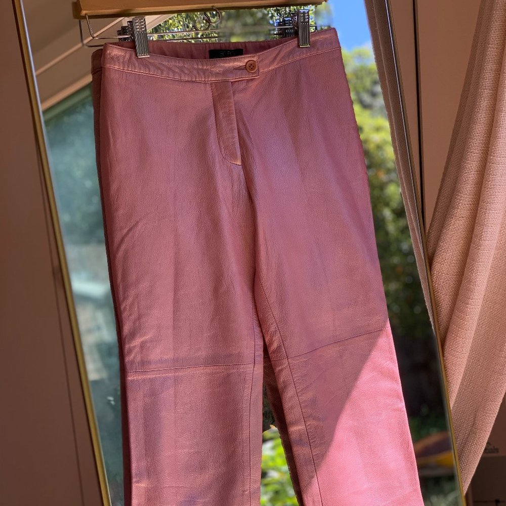 BCBG Pink Leather Pants Cropped VINTAGE Y2k Size 0